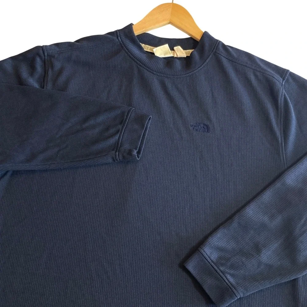 The North Face Tekware Mens XL Navy Blue Ribbed Mock Neck Long Sleeve‎ Shirt USA